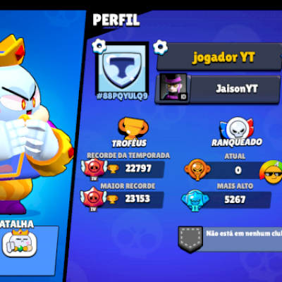 Conta antiga, 22k de troféus, 55 brawlers, 4 lendários e skins limitadas.