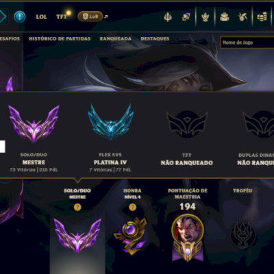 Mestre com 80 Champs e 15 Skins ( 215 PDL )
